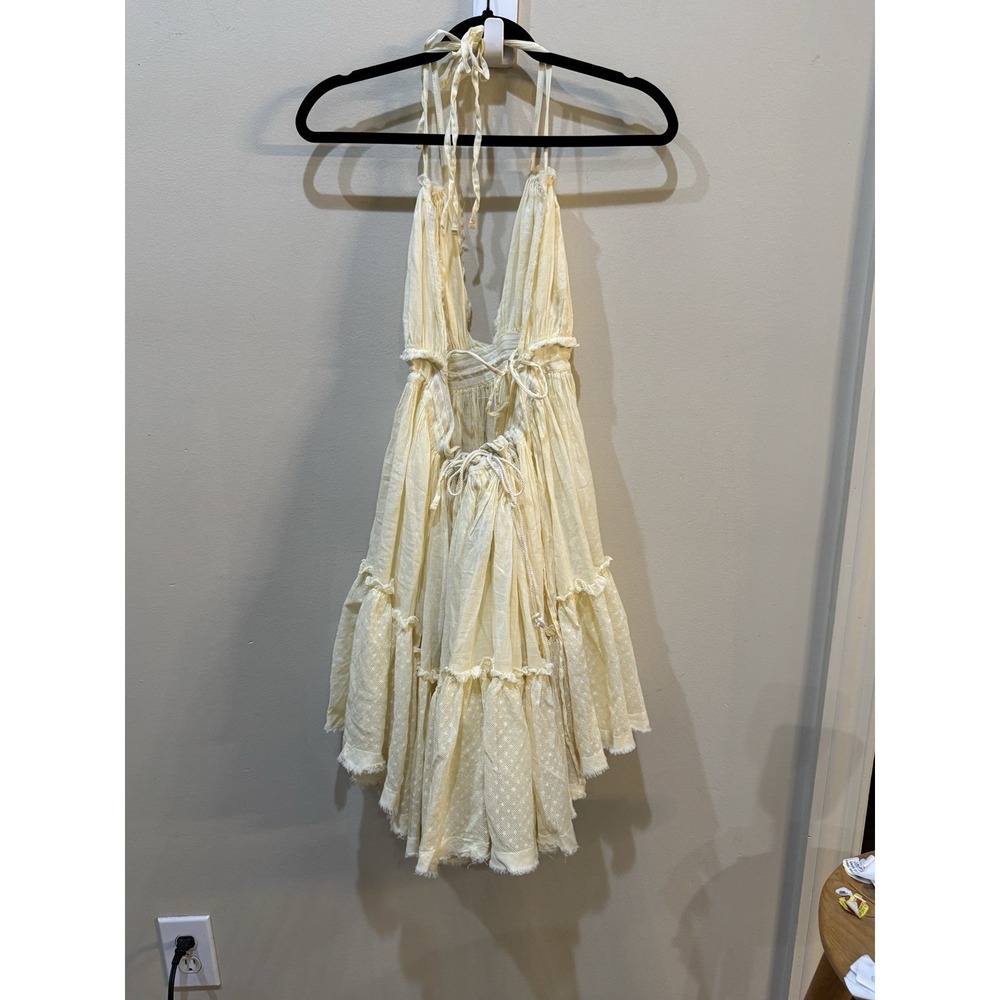 Free People 100 Degrees Of Shine Mini Dress Mesh Sleeveless Ruched Size Large - Picture 7 of 12